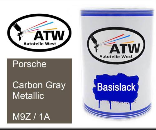 Porsche, Carbon Gray Metallic, M9Z / 1A: 500ml Lackdose, von ATW Autoteile West.